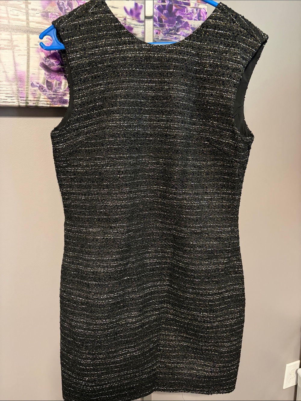 Women's As It May Sleeveless Metallic Tweed Sheath Dress - Black Mini Size M NWT